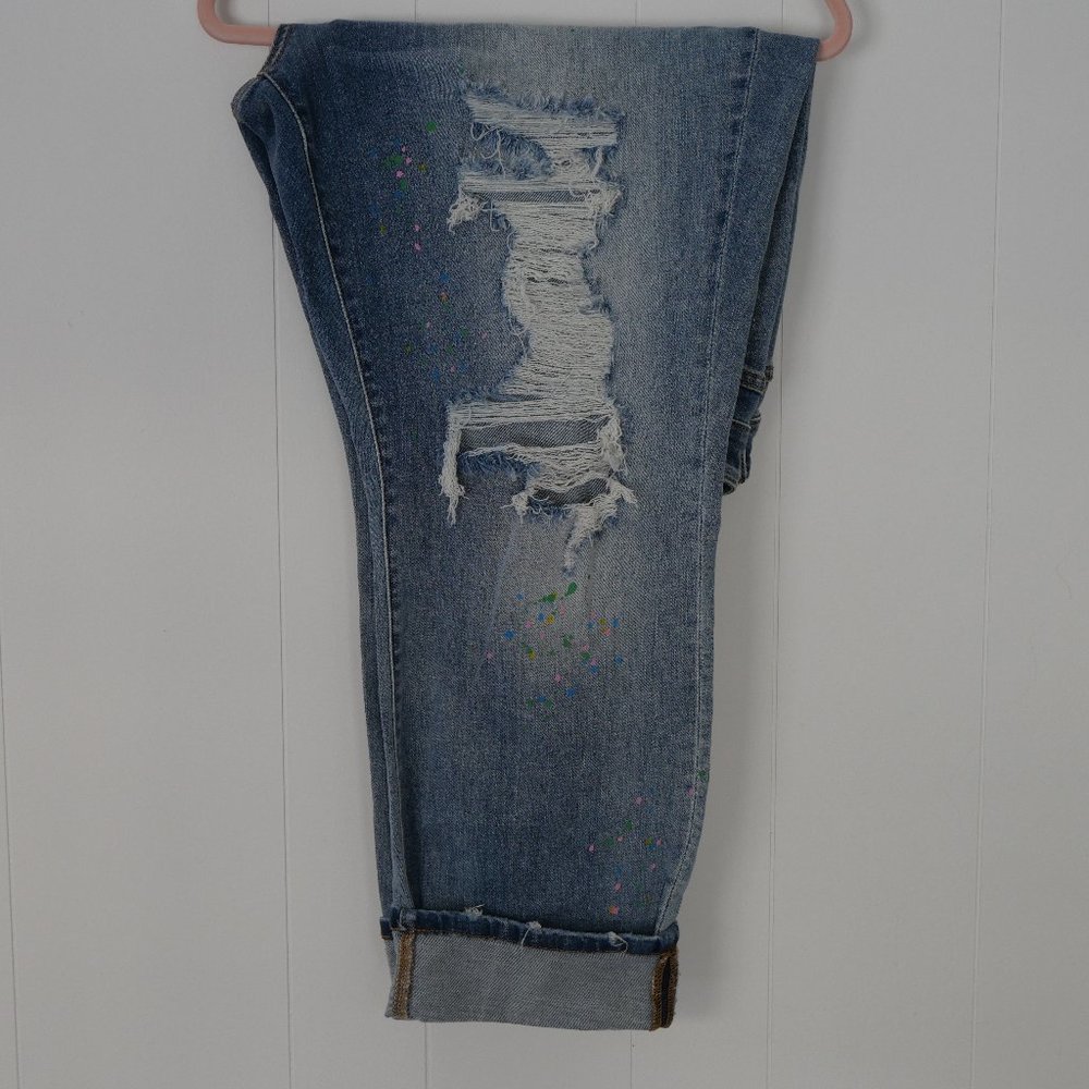 Judy Blue Mid-Rise Boyfriend Paint Splash Destroyed Jeans - NWT